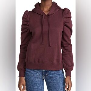Rebecca Minkoff Janine Puff Sleeve Sweatshirt in Burgundy